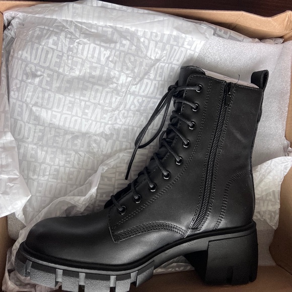 NIB Steve Madden Hybrid Black Leather Rascal Black Sz 8, 10 - Picture 2 of 7